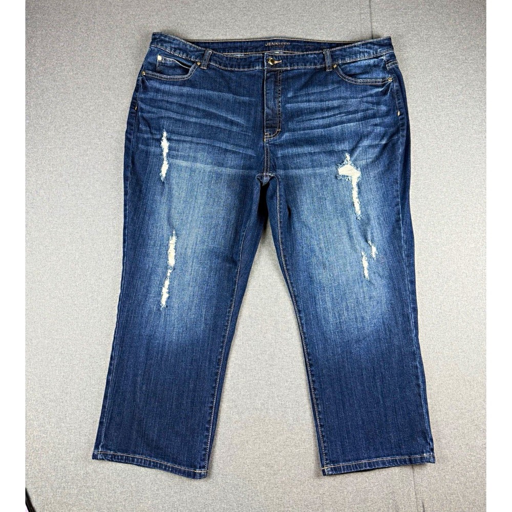 Jennifer Lopez Womens Capri Jeans 24W Blue Medium Wash Distressed 5-Pocket